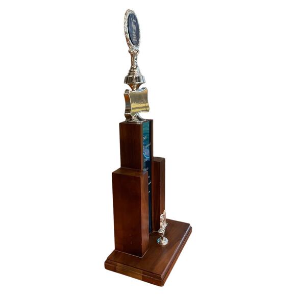 Vintage 1981 Indiana Gun Club Big Bore Shooting Trophy Plastic Wood - Picture 5 of 9